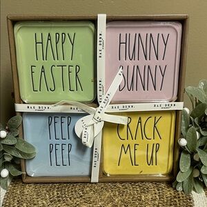 Rae Dunn Ceramic Easter Bunny Coasters(4)